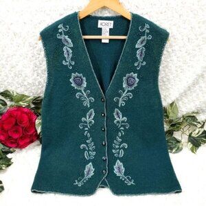 Vintage Green Sweater Vest Cardigan forestcore cottagecore granny chic grandma